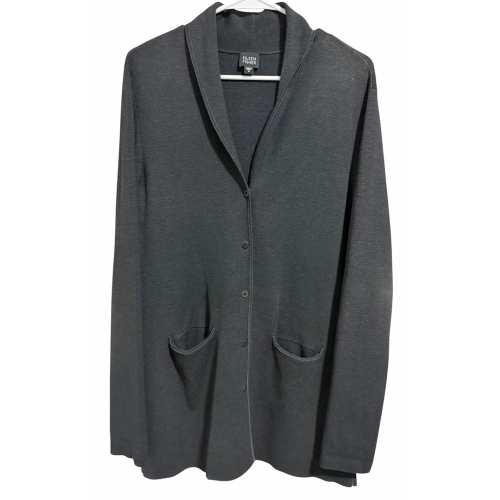 Eileen Fisher Silk Cardigan Sweater Buttons Pockets Women's Size Small